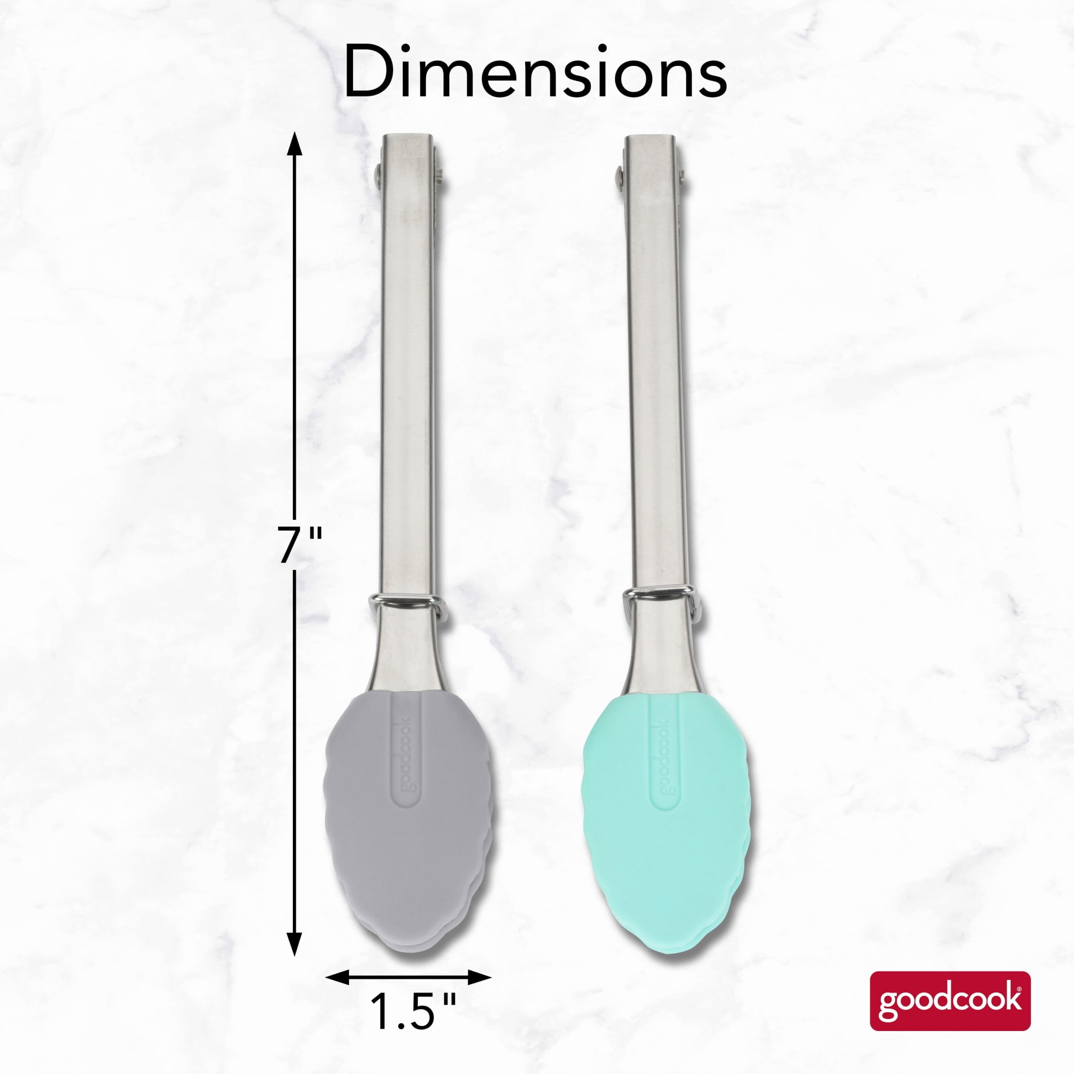 GoodCook Pro 2 Pack Mini Tongs Stainless Steel with Silicone Tip, Grey/Blue, For All Food Types - Image 6