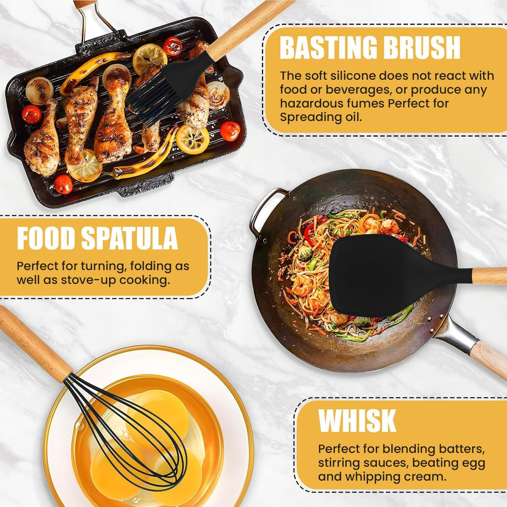 Kitchen Utensils Set- 19 Pcs Silicone Cooking Utensils Set for Nonstick Cookware-Silicone Spatulas Set, Kitchen Gadgets Tools, Pots and Pans - Image 5