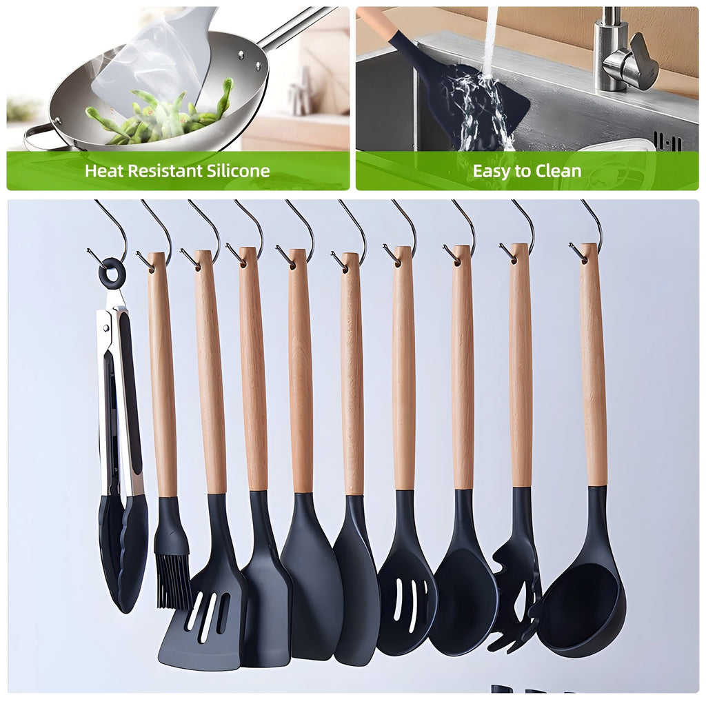 Kitchen Utensils Set- 19 Pcs Silicone Cooking Utensils Set for Nonstick Cookware-Silicone Spatulas Set, Kitchen Gadgets Tools, Pots and Pans - Image 2