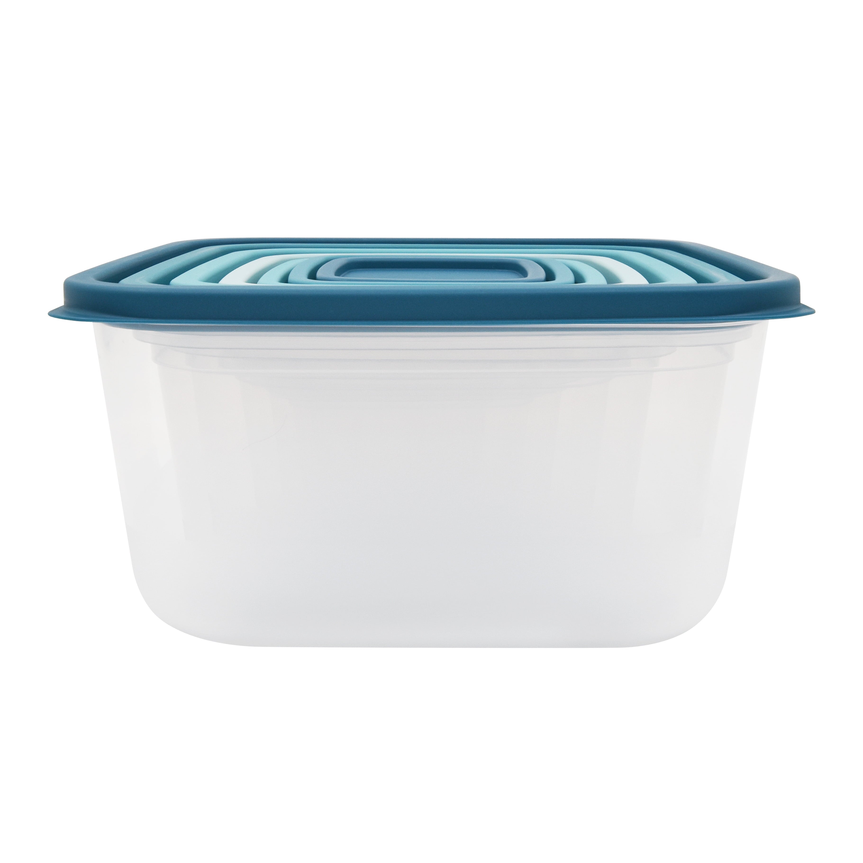 (2 pack) 14 Piece Teal Plastic Food Storage Set, Teal Ombre, Ideal Use for Meal Prep and Batch Cooking - Image 3