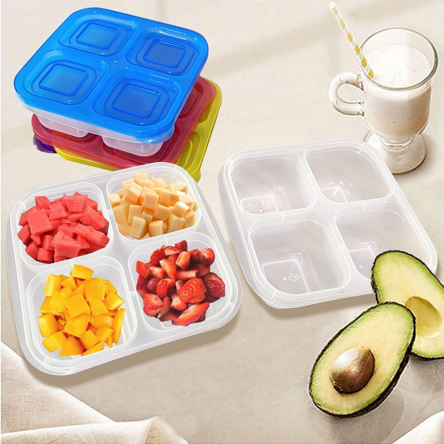 5 Pcs Bento Snack Food Containers, Divided Food Storage with Lids for Travel, Reusable Meal Prep Lunch Containers.6.6... - Image 5