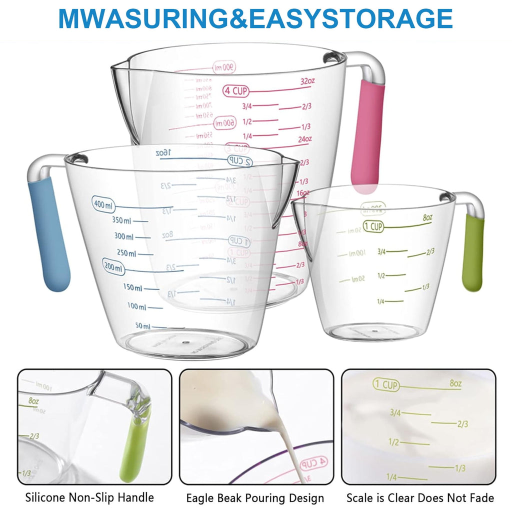 Square 14-Piece Measuring Cups and Spoons Set, Nesting Stainless Steel Measuring Cups Spoons with Plastic Measuring Cup for Dry and Liquid I - Image 2