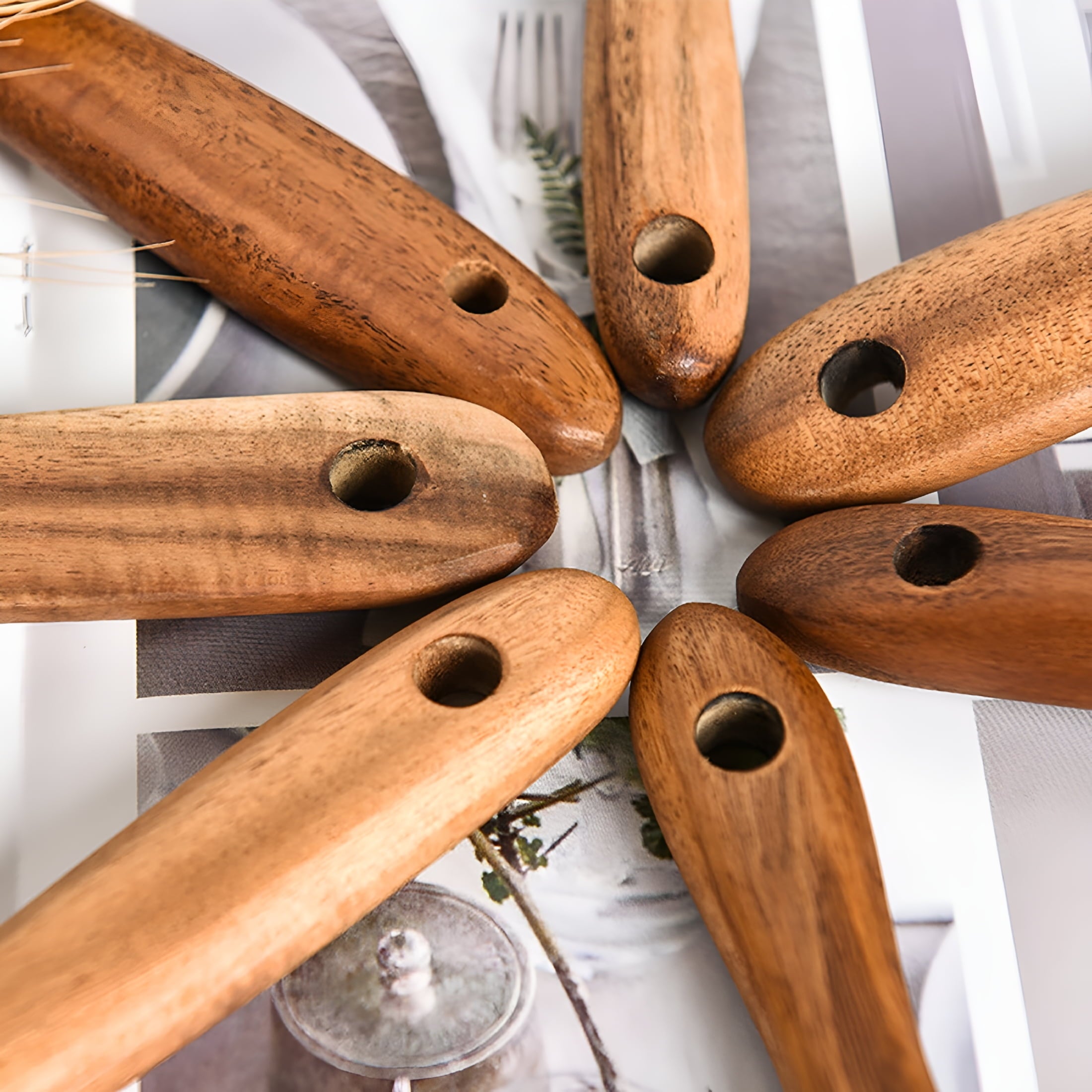 Wooden Kitchen Utensils Spoons Non Stick Spatula Cooking Utensils - Wood Spatula Paddle,Slotted Spatula,Angled Turner... - Image 5