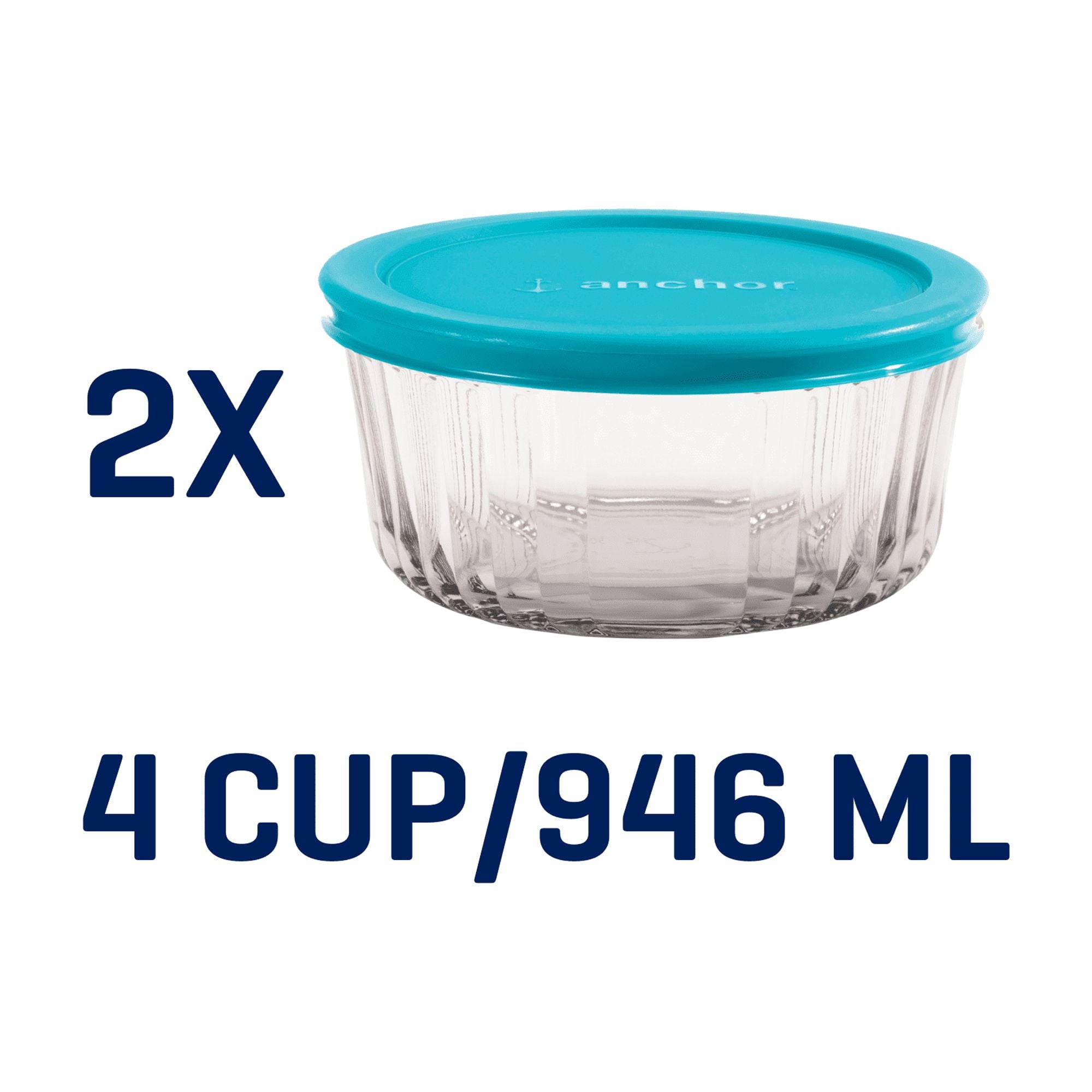 Glass Food Storage Container with Lids, 4 Cup Round, Set of 2 - Image 4