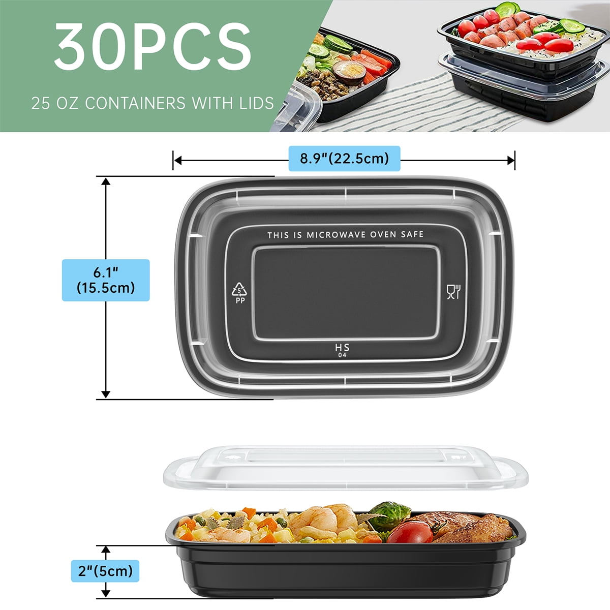 30 Pack Meal Prep Containers, 25oz Plastic Food Storage Containers With Lids To Go Containers, Bento Box Reusable Fre... - Image 2