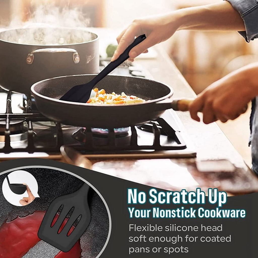 Silicone Cooking Utensils Set,6Pcs Black Heat Kitchen Utensils Set, Kitchen Nonstick253 - Image 6