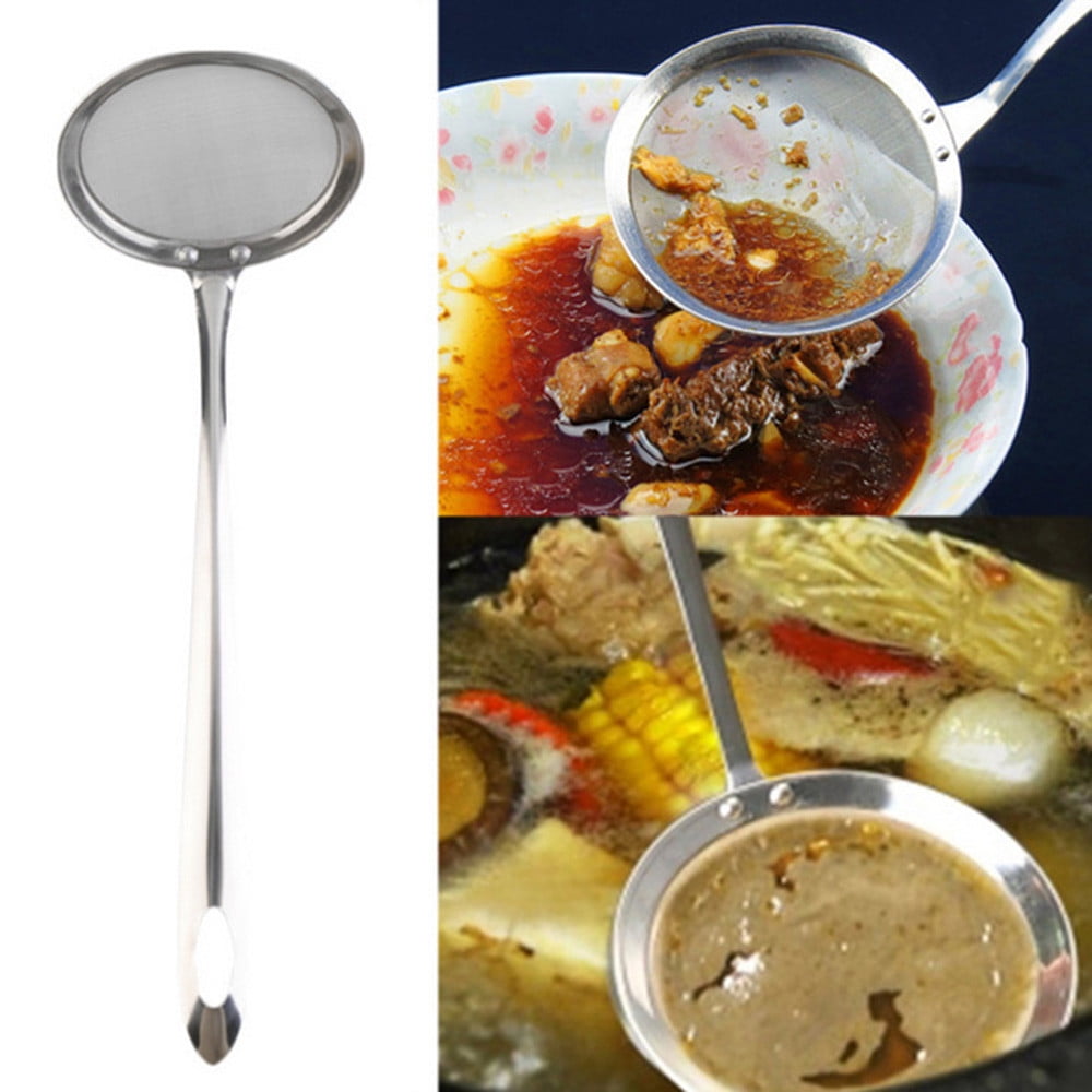Stainless Steel Bowl, Oil Spoon, Grid Network Scoop Filter Spoon Stainless Round Colander Oil Filter Kitchen，Dining &... - Image 3