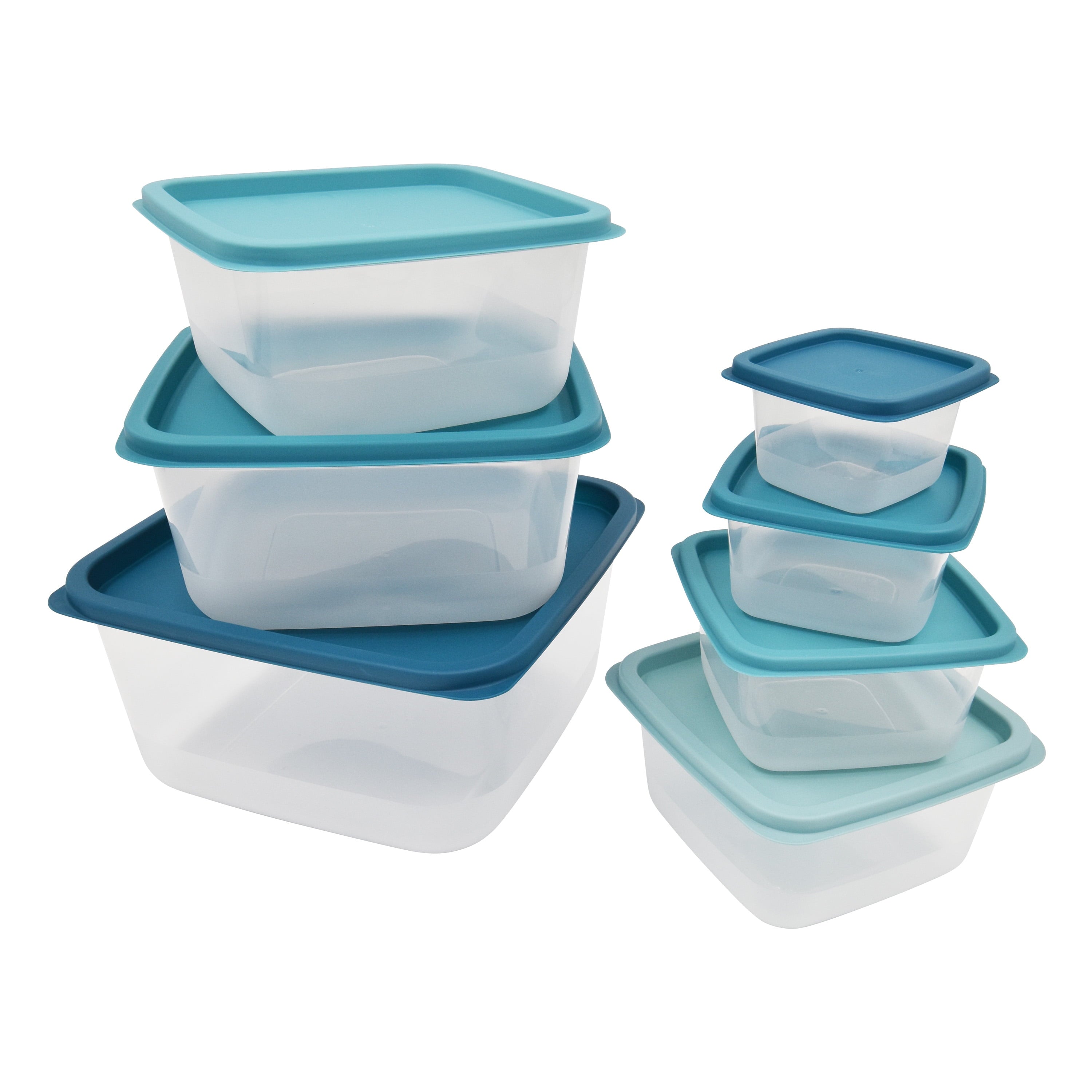 (2 pack) 14 Piece Teal Plastic Food Storage Set, Teal Ombre, Ideal Use for Meal Prep and Batch Cooking - Image 4