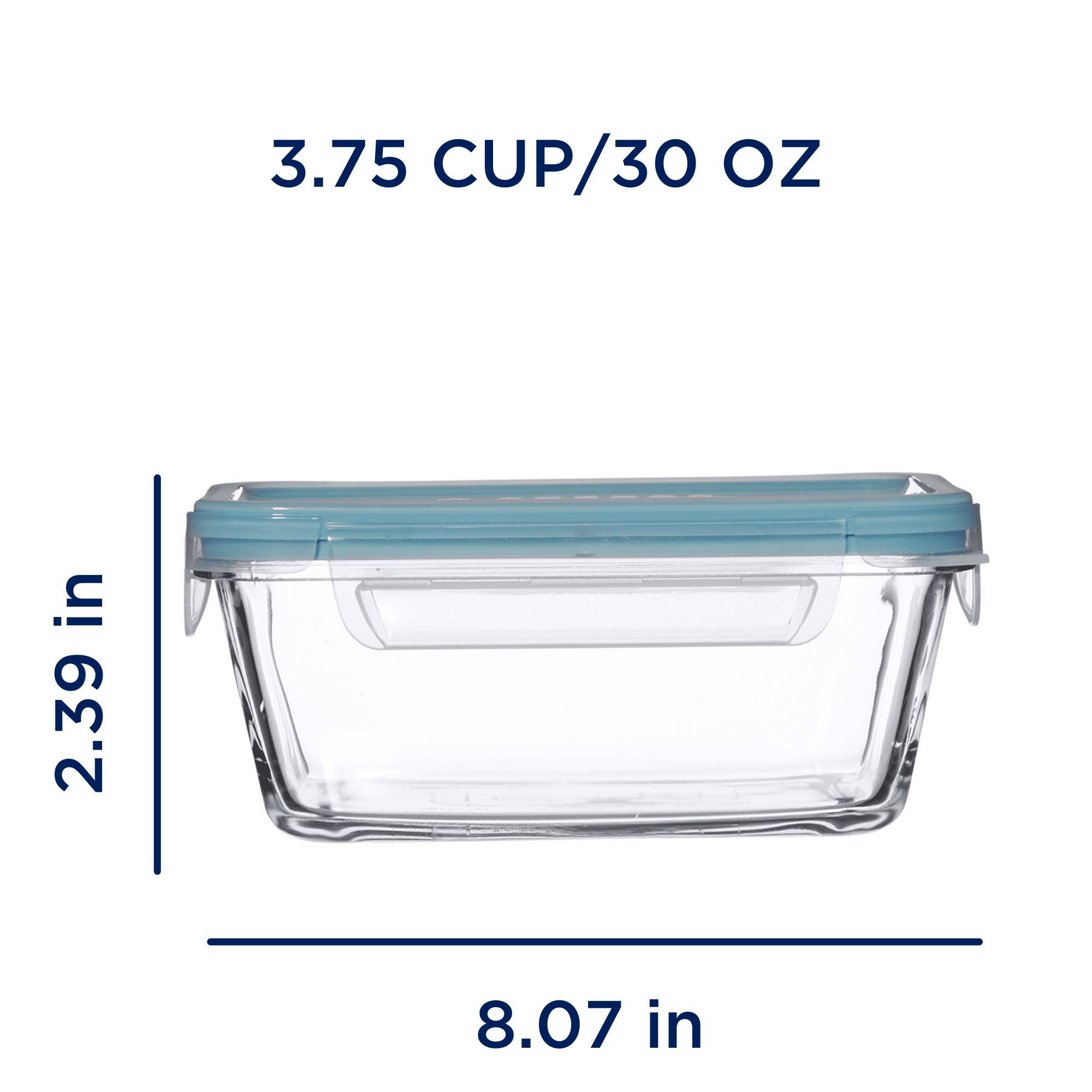 Locking Lid Glass Food Storage Containers, 3.75 Cup Rectangular - Image 2
