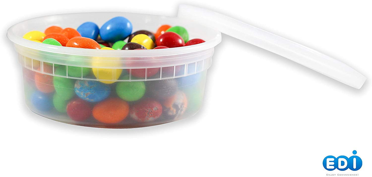 [EDI-Round Deli Containers (8 oz, 25)] Plastic Deli Food Storage Containers with Airtight Lids | Microwave-, Freezer and Dishwasher-Safe | B - Image 2