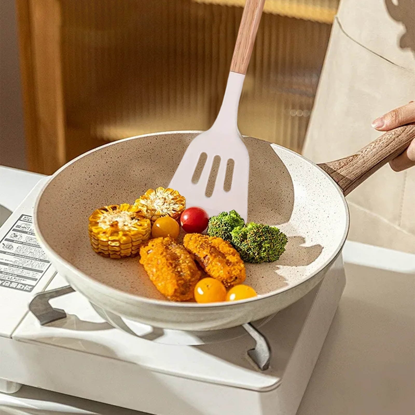 Silicone Spatula Spoon with Wooden Handle Non-Stick Heat Resistant Kitchen Utensil for Cooking Baking and Sauteing Essential Tool for Home C - Image 4