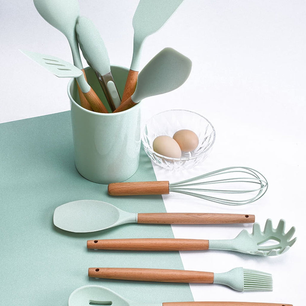 Silicone Kitchen Utensils Set ,Non-stick Kitchenware Cooking Tools Spoon Spatula Ladle Egg Beaters Tool Gadget Access... - Image 5