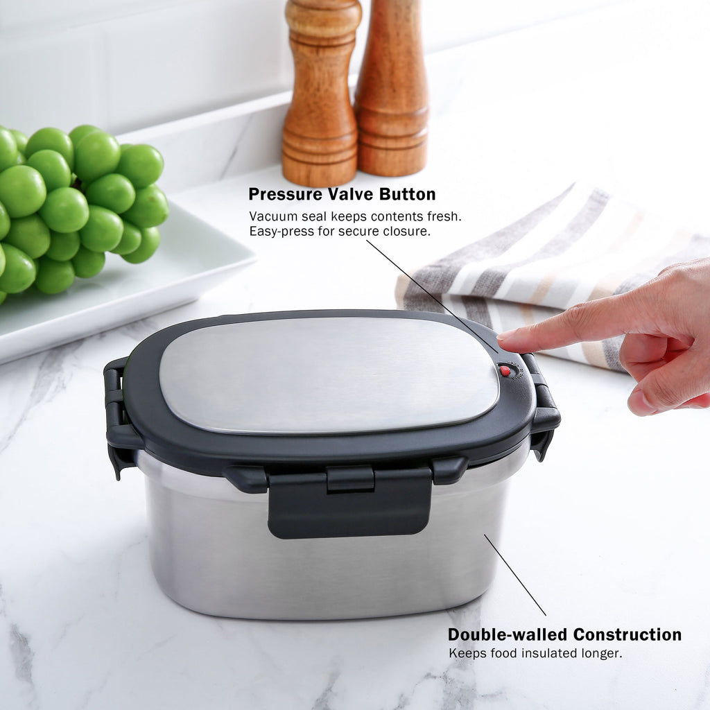 Mainstays Food Container, Reusable Insulated Stainless Steel, Rectangular, 33 oz, Ideal Use for Workday Meals and Travel to Keep Meals Hot o - Image 6