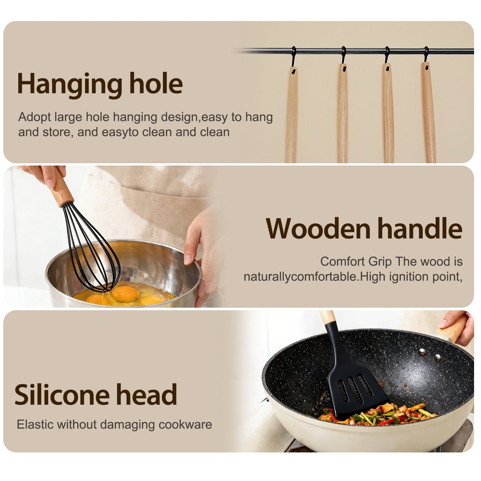 Silicone Cooking Utensils Set, Heat Resistant Kitchen Cooking Utensils Set, 12 PCS Handle Silicone Kitchen Gadgets Ut... - Image 6