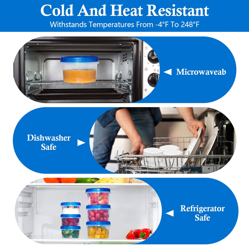 [12 oz] Reusable Freezer Storage Container Sets with Airtight Twist Top Lid, Round BPA-Free Plastic Containers for Ki... - Image 4