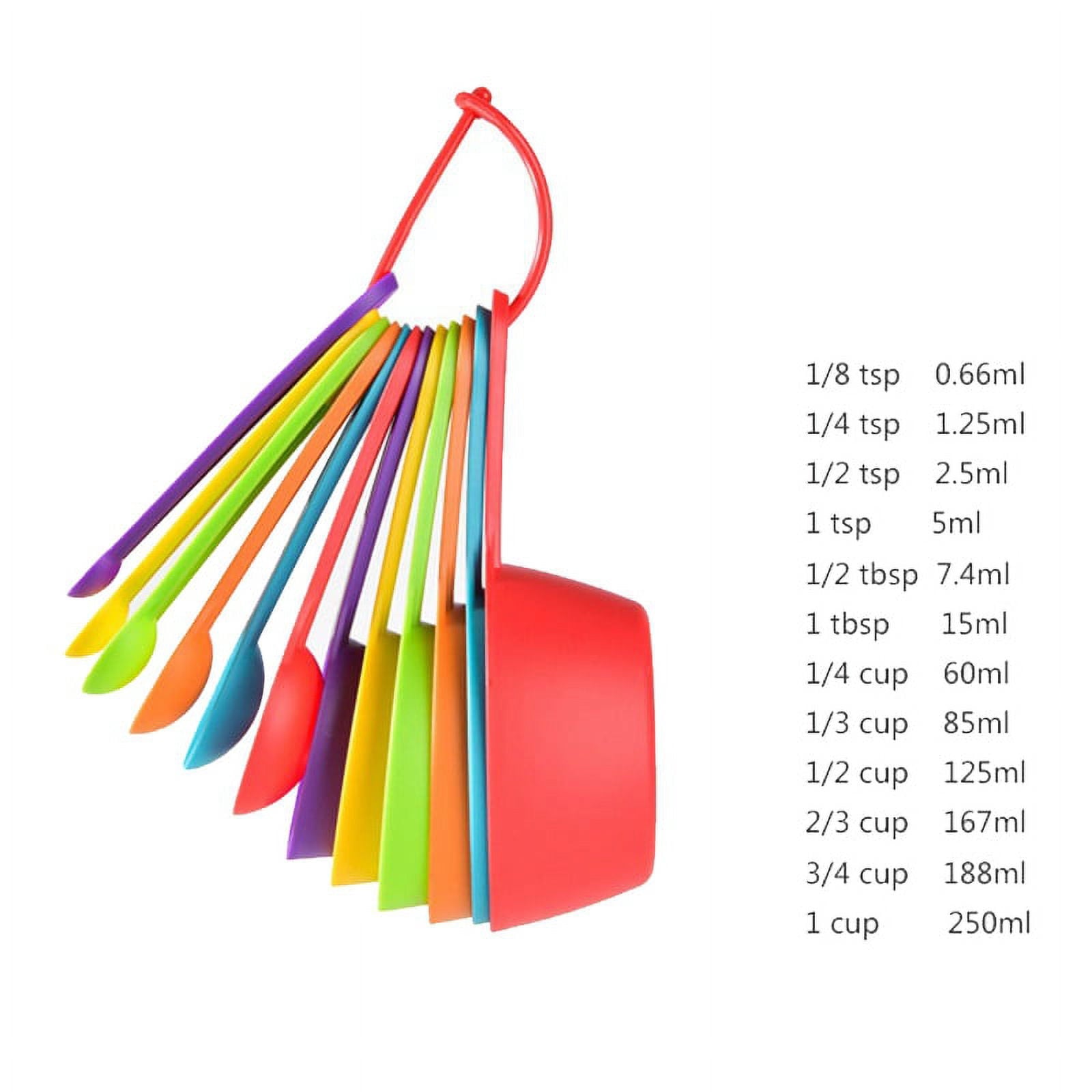 12 Pcs Plastic Measuring Cups and Spoons Set,Colored Kitchen Measure Tools, Great for Baking and Cooking(Random Color) - Image 2
