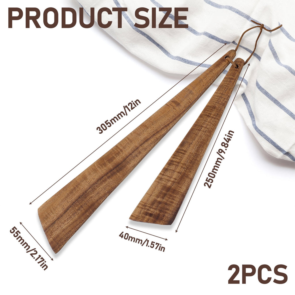 2 12" & 10" Teak Wood Spatula Set, Flat Wooden Spatula Turner, Small Wood Egg Flipper Utensils Cookware for Cooking S... - Image 2