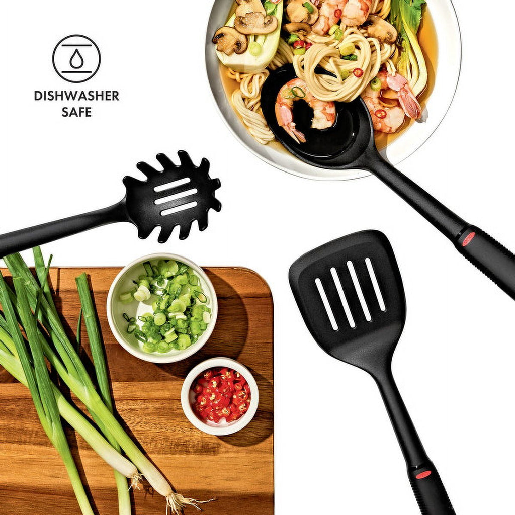 3-Piece Nylon Utensil Set, Black Spoon, Spaghetti Server & Slotted Turner - Image 5