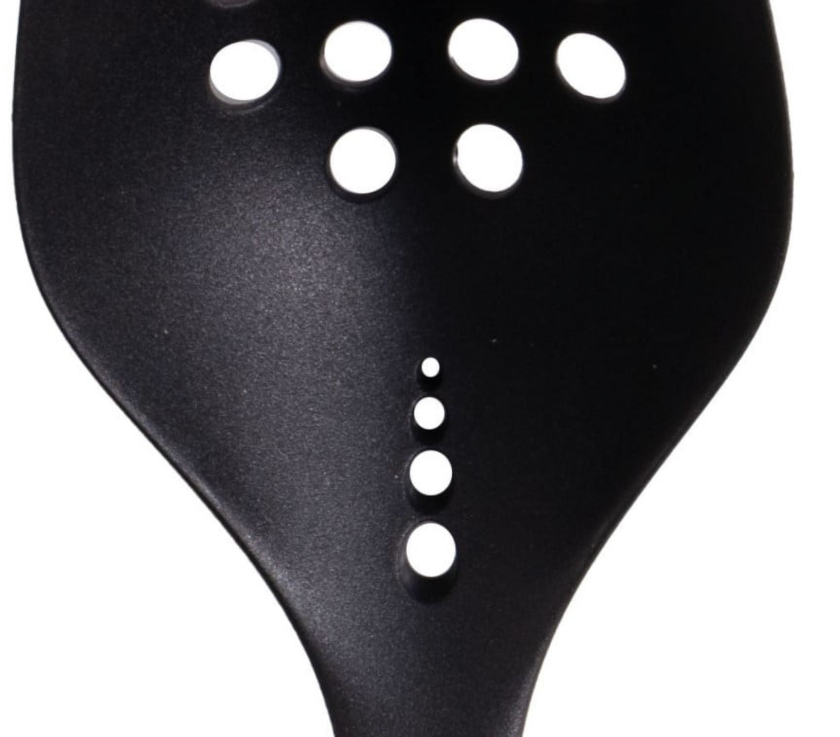 Mainstays Nylon Slotted Cooking Spoon with Bamboo Handle, 12.6"2.7", Nylon & Bamboo, Black - Image 4