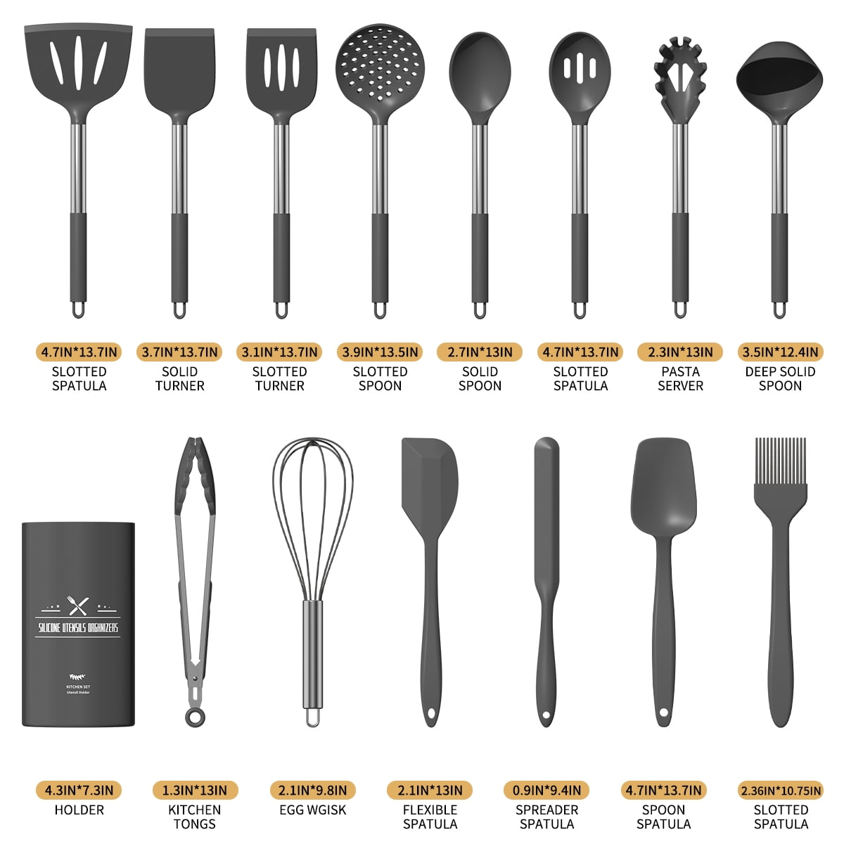GPED Silicone Cooking Utensil Set, 30 Pcs Kitchen Utensils Set with Stainless Steel Handle, Food Grade Silicone Spatula Set, BPA-Free, Non-s - Image 2