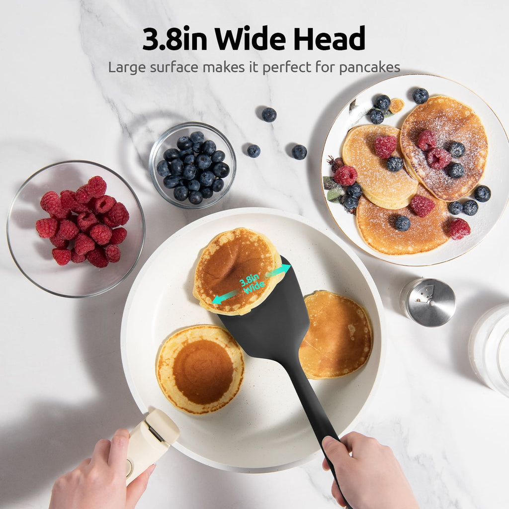 Silicone Turner: 13.6in Solid Kitchen Spatula Flipper, Free Flexible & Thin Rubber Seamless Cooking Utensil for Flipp... - Image 3