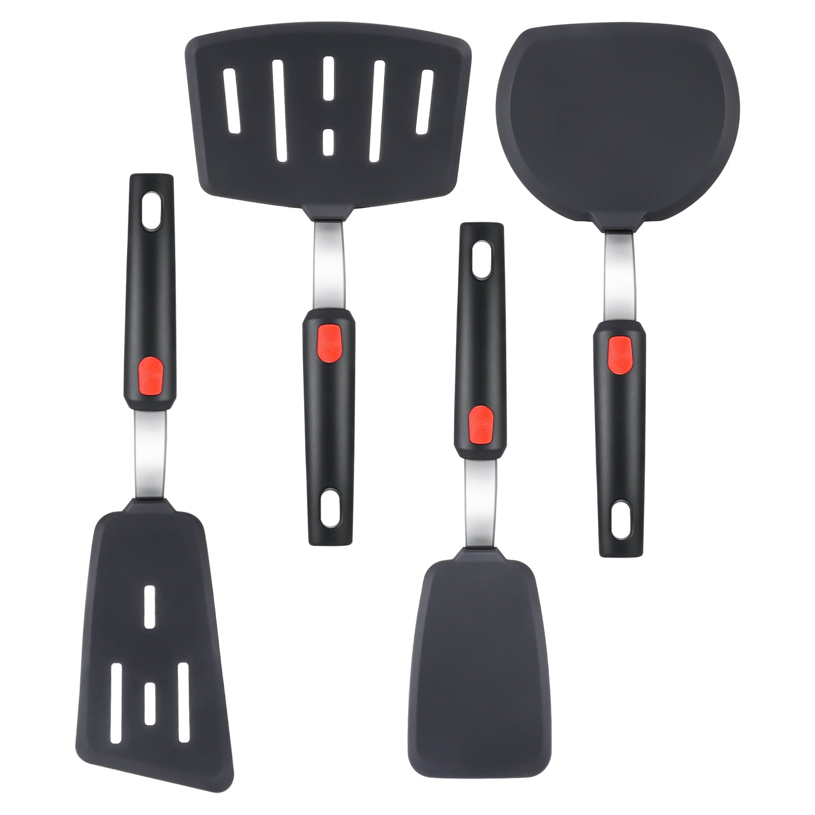 4-Pack Resistant Silicone Spatula Set - Safe Nonstick Kitchen Utensils for Cooking, Free Rubber Turner for Eggs, Panc... - Image 6
