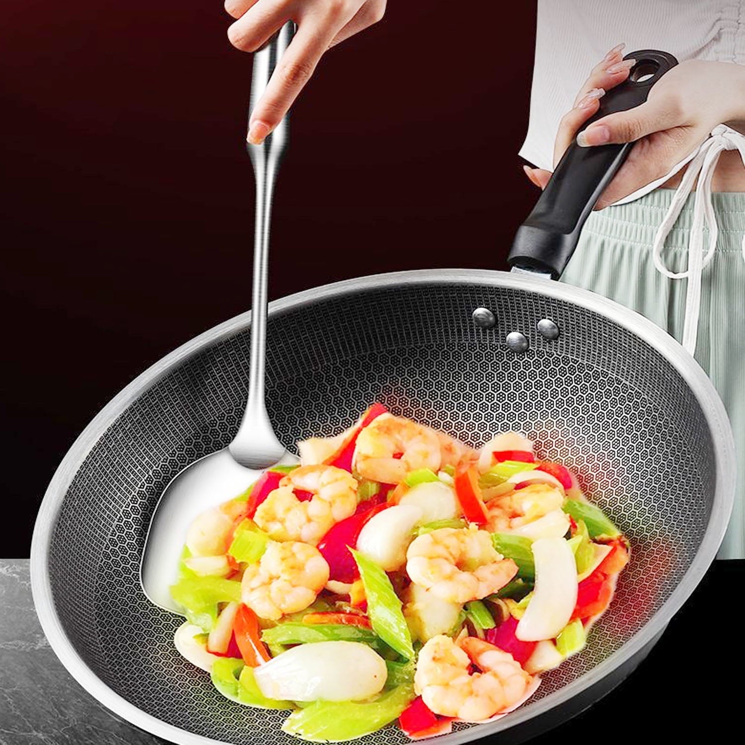 Kitchen Cooking Utensil Set, Stainless Steel Metal Kitchen Gadgets Heat Resistant Non-Stick Kitchen Tools Dishwasher ... - Image 5