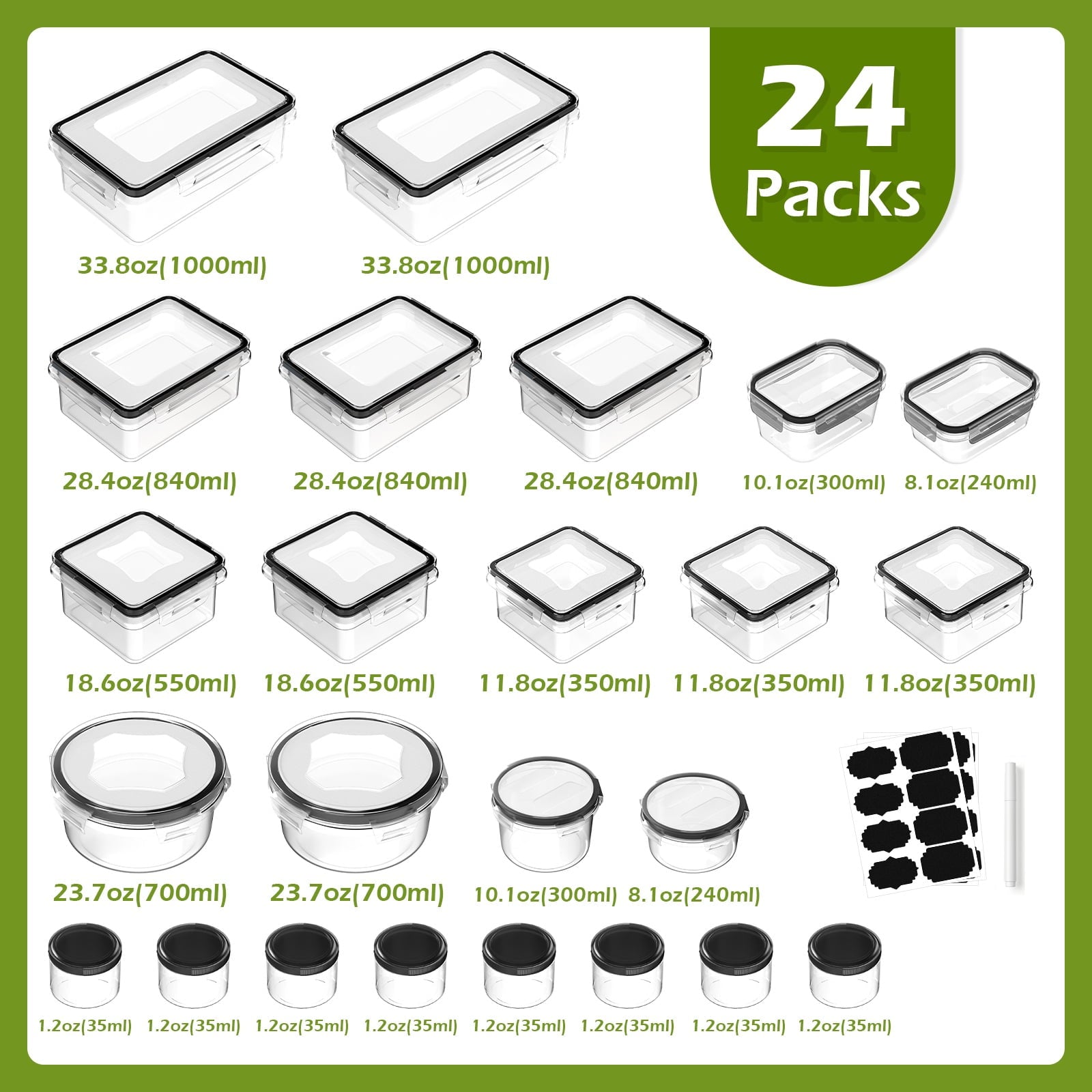 with Lids, 52 Piece Leak Proof Clear Plastic Container for , BPA-Free, Meal Set, Meal Prep Container Stackable , PP+S... - Image 3