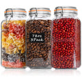 78oz Glass Jars with Airtight Lid : 3 Pack Large Food Storage Container with Labels, Clear Canister for Flour, Sugar,...