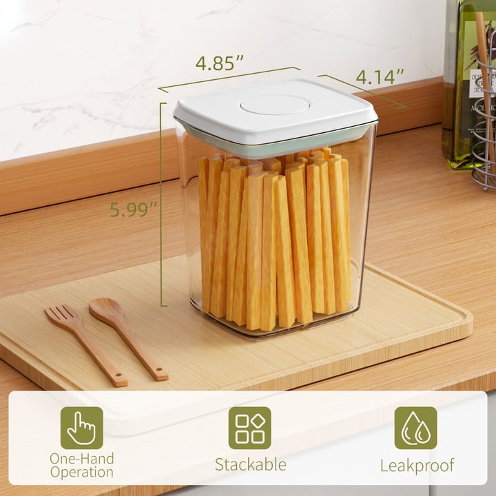 FOUKUS Airtight Pop Up Container: 3 pack 1.2 QT Food Storage Container with Lid, Stackable Kitchen Storage Container for Cereal, Snack, Suga - Image 3