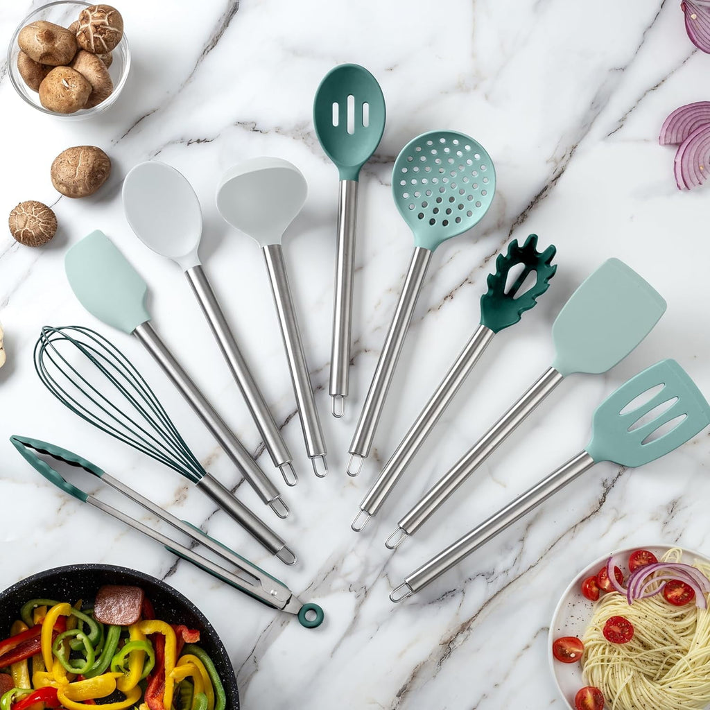 10-Pc ing Utensils Set Kitchen Gadgets & Essentials, Teal - Image 3