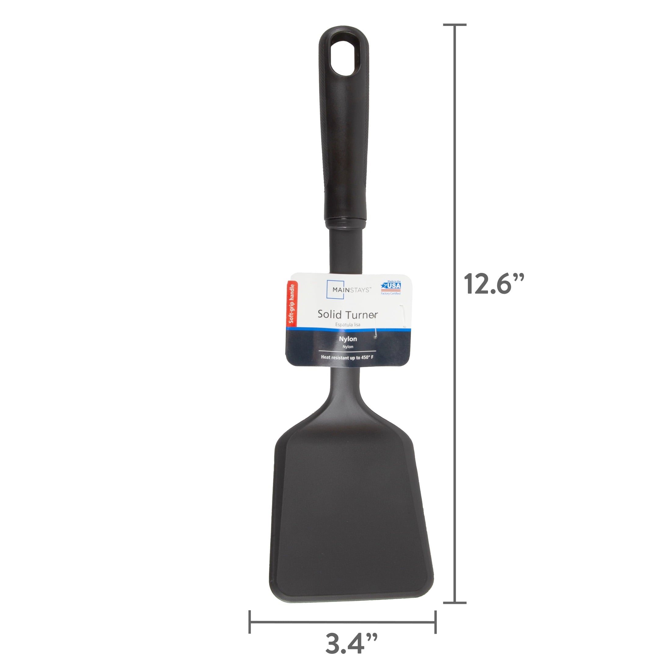 (8 pack) Mainstays Solid Kitchen Turner, Nylon, Black, Diamond Pattern Handle - Image 3