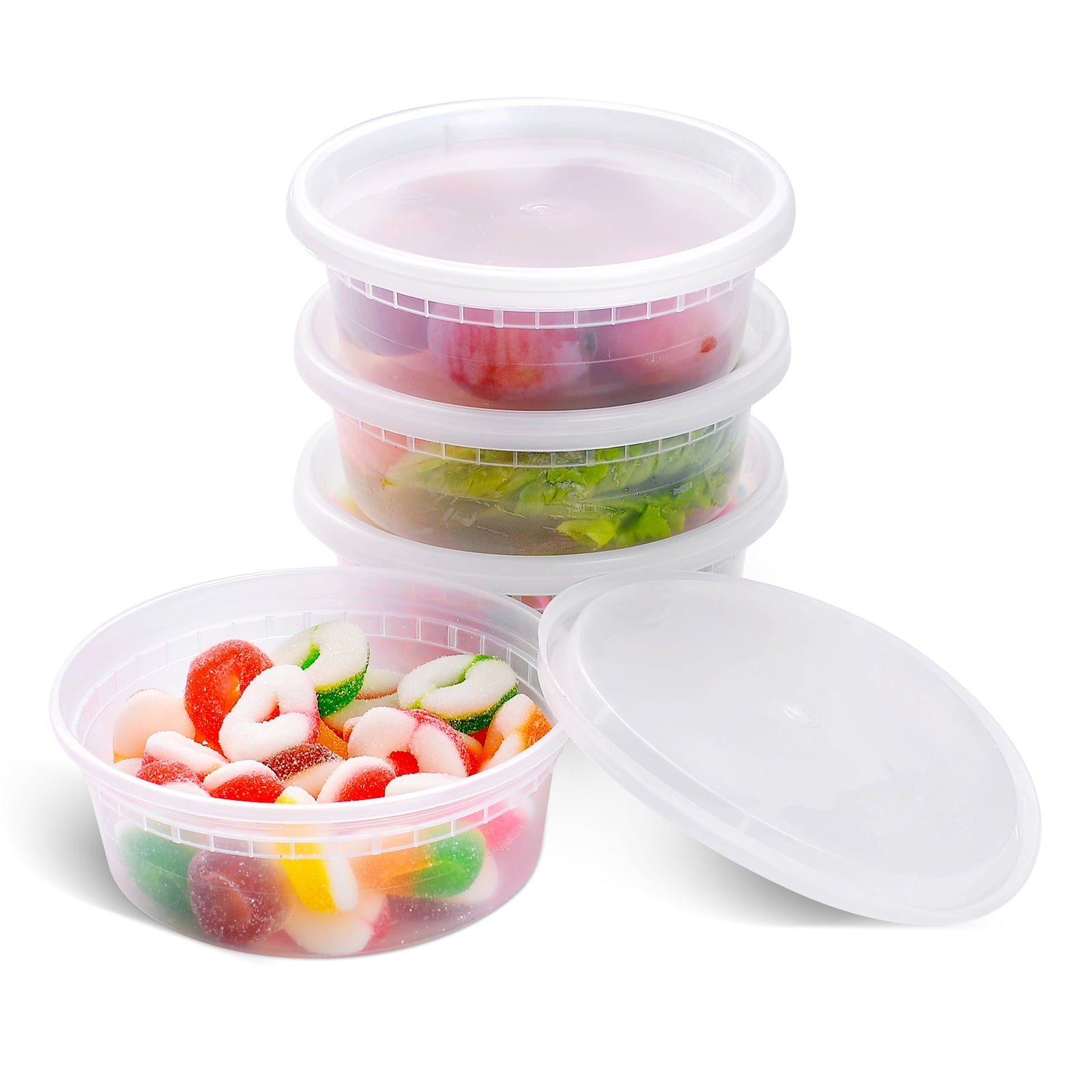 [EDI-Round Deli Containers (8 oz, 25)] Plastic Deli Food Storage Containers with Airtight Lids | Microwave-, Freezer and Dishwasher-Safe | B - Image 5