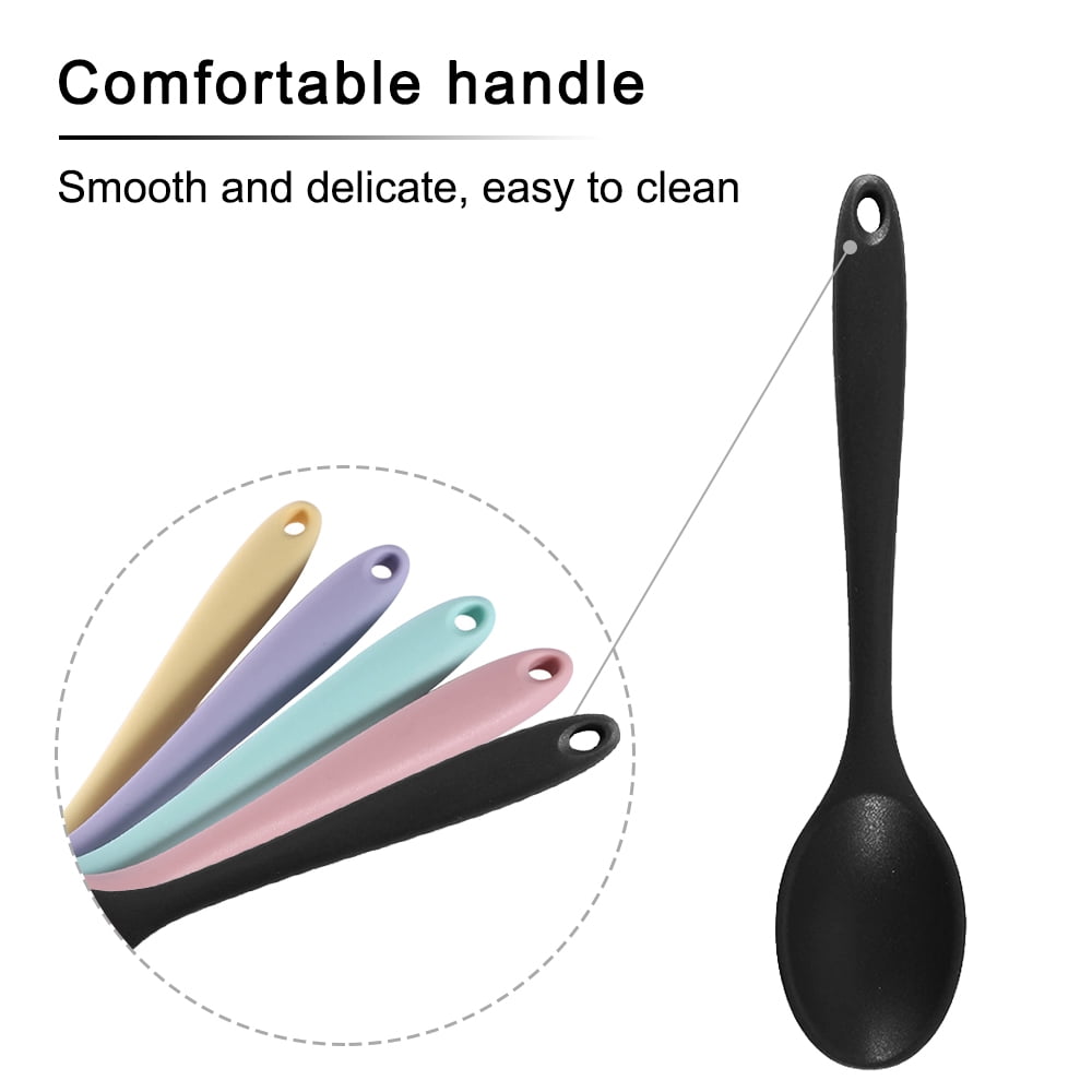 Silicone Mini Kitchen Utensils set of 2 Small kitchen tools Nonstick Cookware with Hanging Hole, Black+Black - Image 5