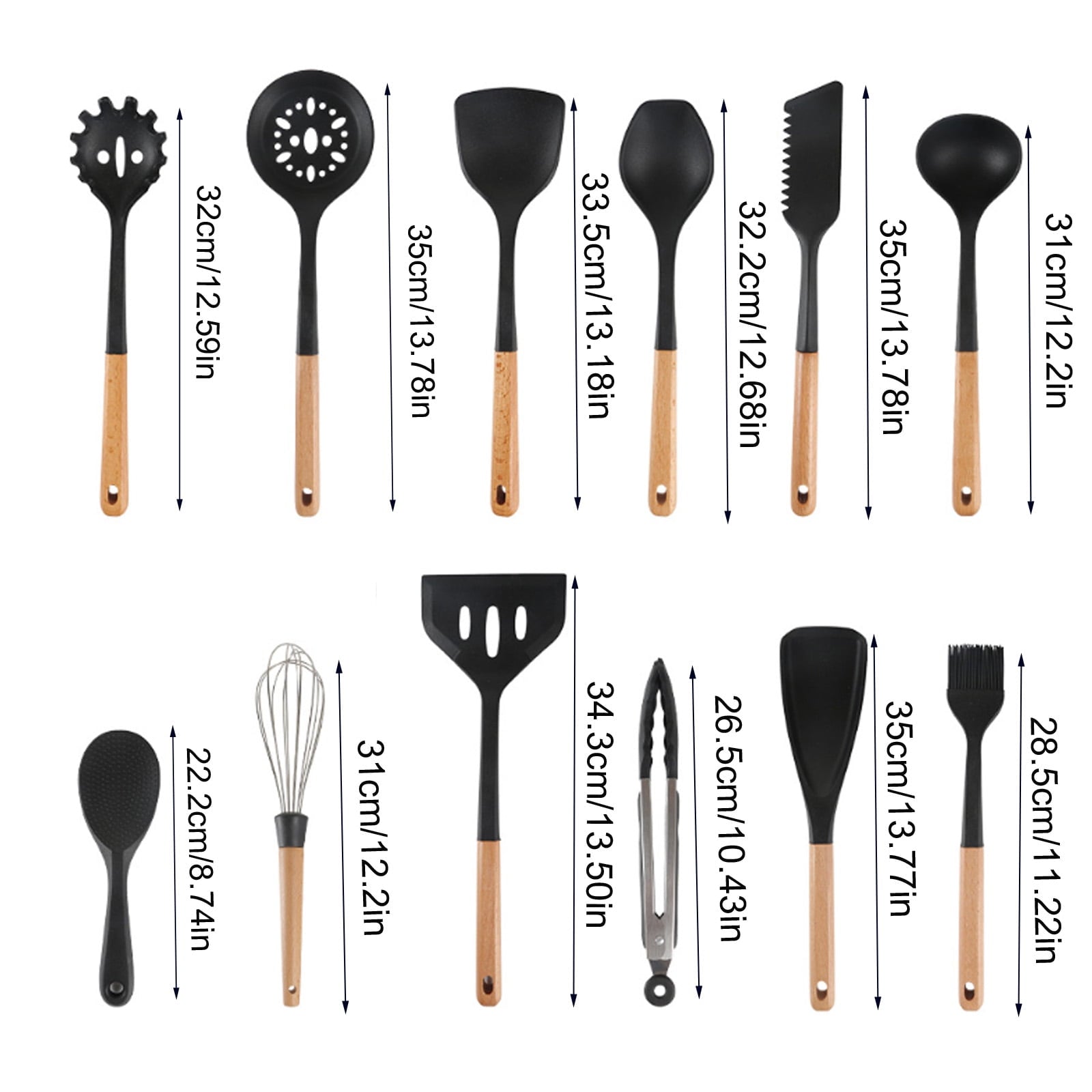 Silicone Cooking Utensils Set, 12-Piece Heat-Resistant Kitchen Tools With Wooden Handles, Bpa-Free Spatula Set For No... - Image 2