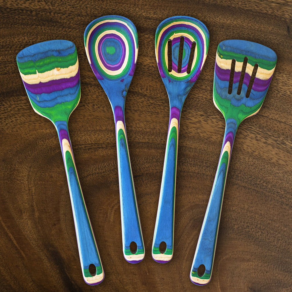 Baltique Mumbai Collection 4 Piece Wooden Cooking Utensil Set, Safe for Nonstick - Image 4