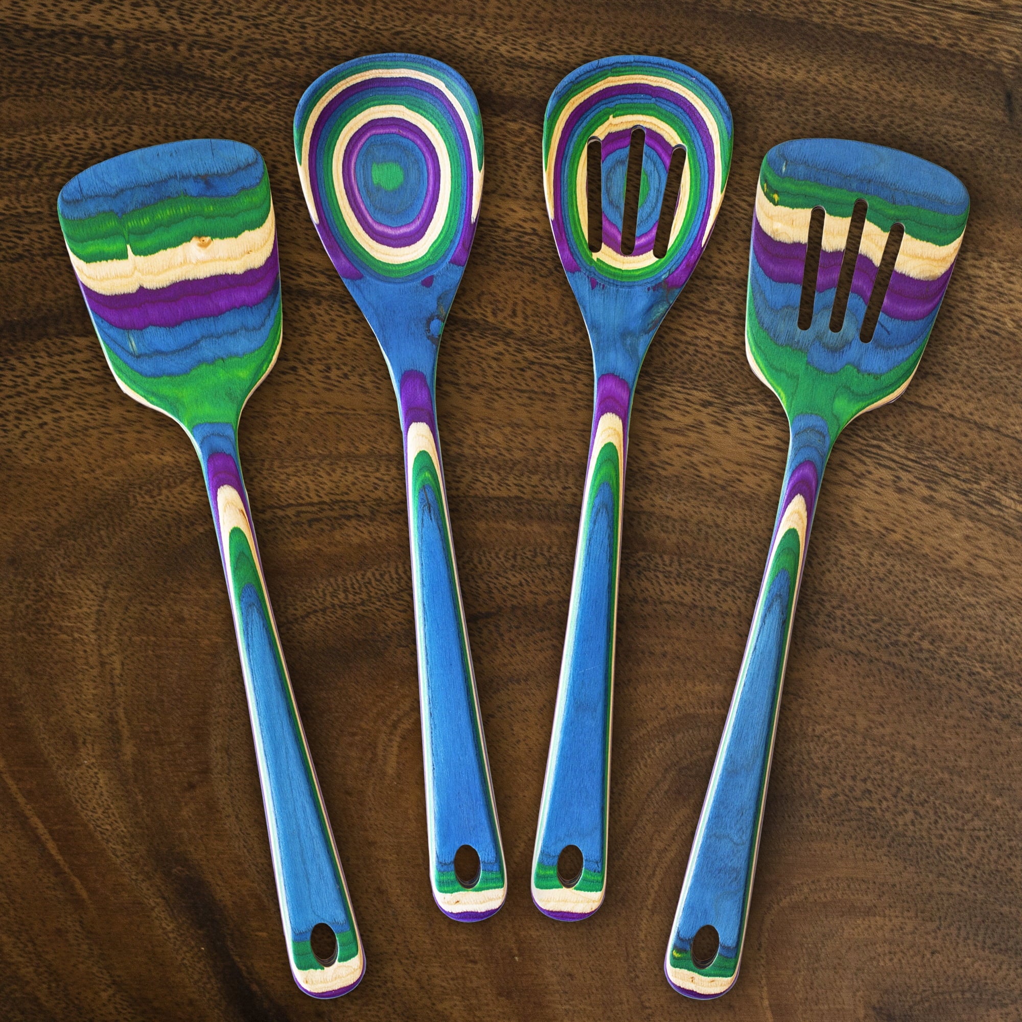 Baltique Mumbai Collection 4 Piece Wooden Cooking Utensil Set, Safe for Nonstick - Image 4
