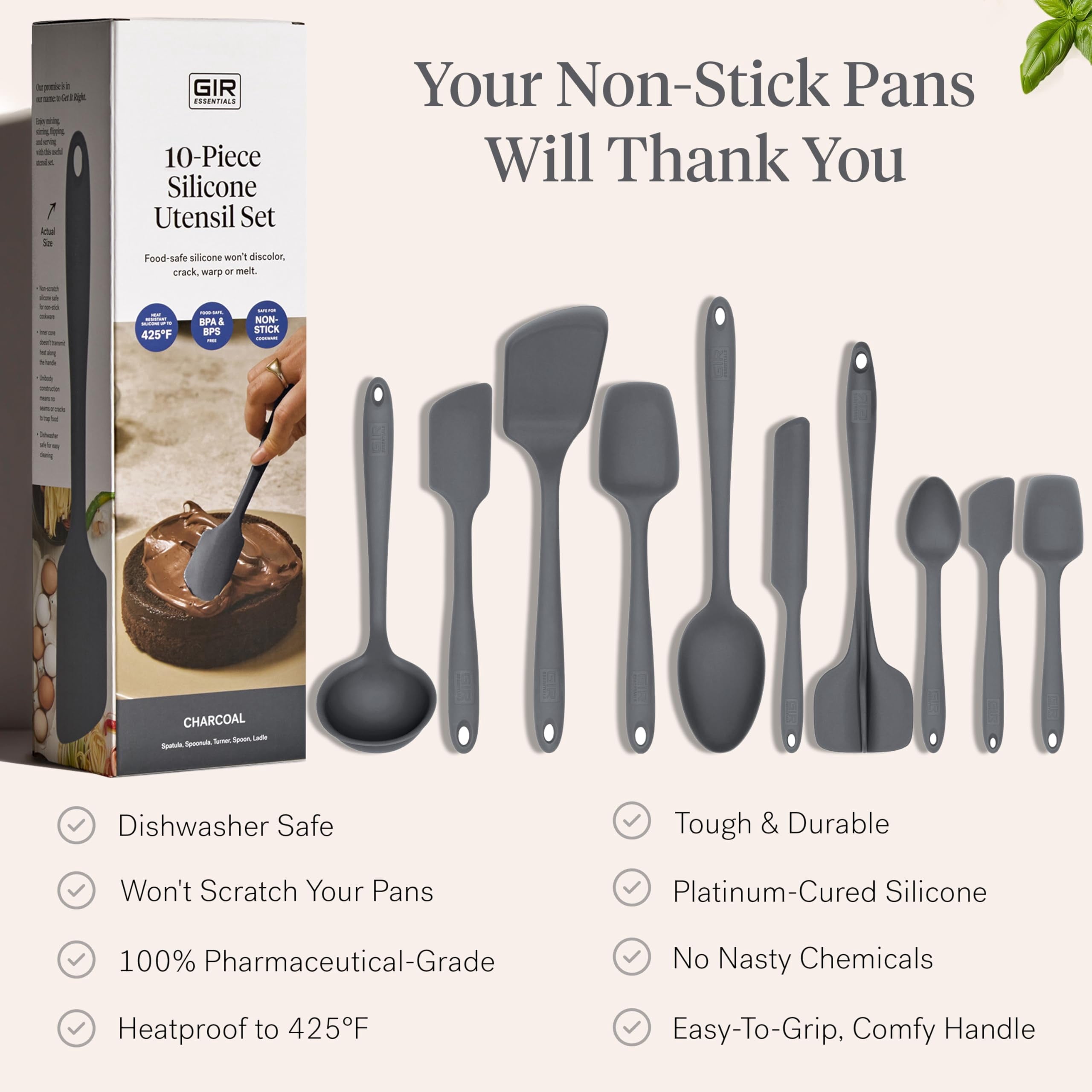 10 Piece Essentials Silicone Cooking Utensils Set Nonstick Heat Resistant Kchen Utensils Set for Cooking and Baking, ... - Image 5