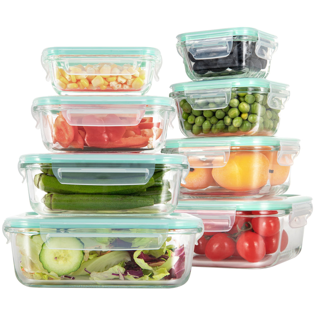 8 Pack Glass Meal Prep Containers, Food Storage Containers with Lids, Glass Lunch Boxes, Airtight Bento Boxes, for Mi...