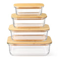 8 Pcs Glass Food Storage Containers with Bamboo Lids, Meal Prep Glass Containers Bento Lunch Box, Safe for Microwave,...