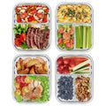 8 Pcs Glass Food Storage Containers with Lids, 2 & 3 Compartment Glass Airtight Meal Prep Containers (4 Containers & ...