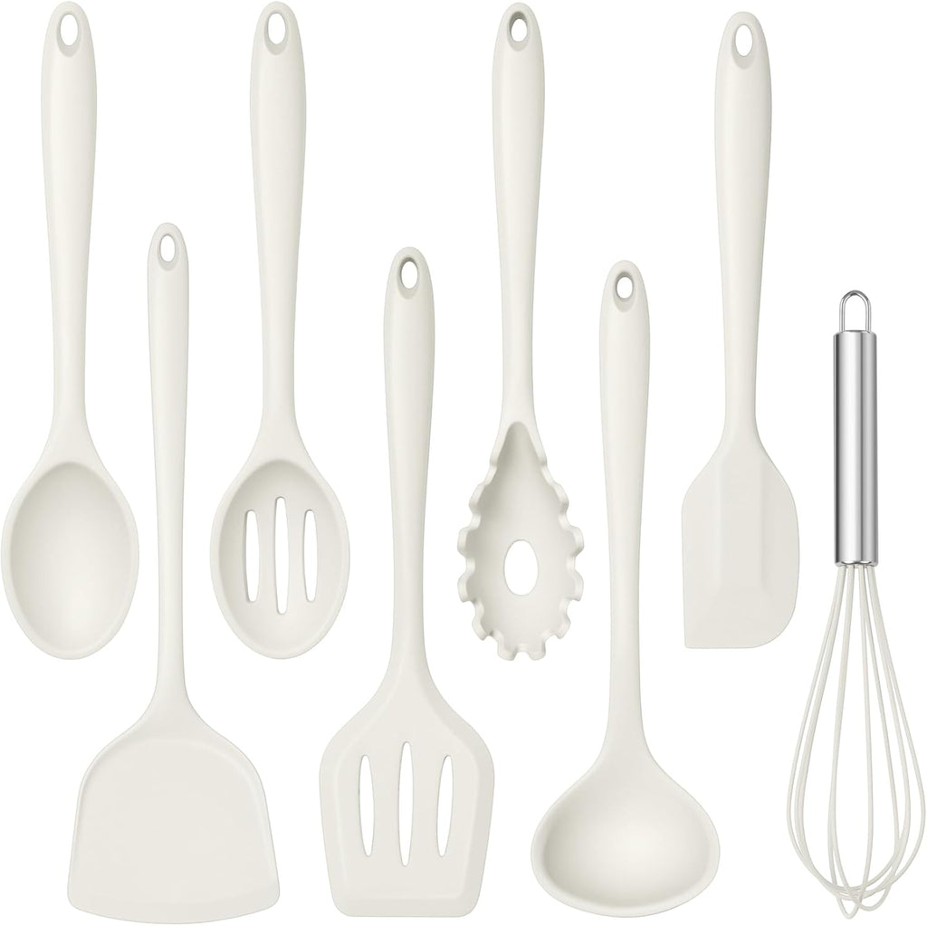 8 count Utensils - Kitchen Silicon Utensils Set, Turner, Spatula, Spoon, Whisk, Kitchen Gadgets Tools for Nonstick Co...