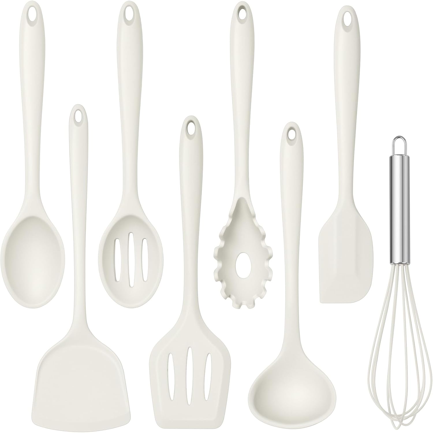 8 count Utensils - Kitchen Silicon Utensils Set, Turner, Spatula, Spoon, Whisk, Kitchen Gadgets Tools for Nonstick Co...