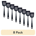 (8 pack) Nylon Slotted Kitchen Turner with Soft Grip Handle, Black