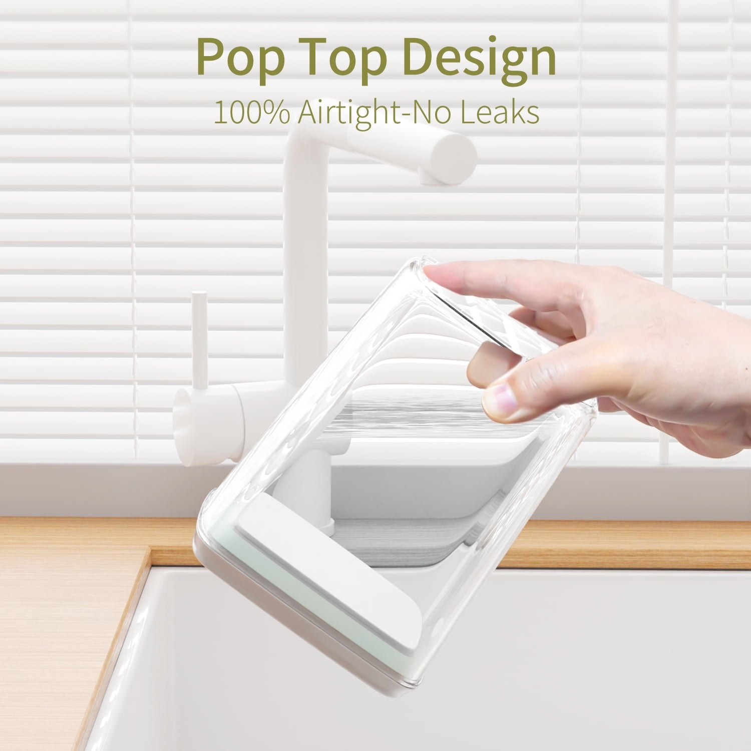 FOUKUS Airtight Pop Up Container: 3 pack 1.2 QT Food Storage Container with Lid, Stackable Kitchen Storage Container for Cereal, Snack, Suga - Image 5