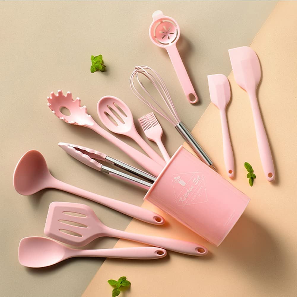12 Pcs Silicone Kitchen Utensil Set, Kitchen Cooking Spatula Sets with Holder for Cookware Heat Resistant Spoons, Tur... - Image 2