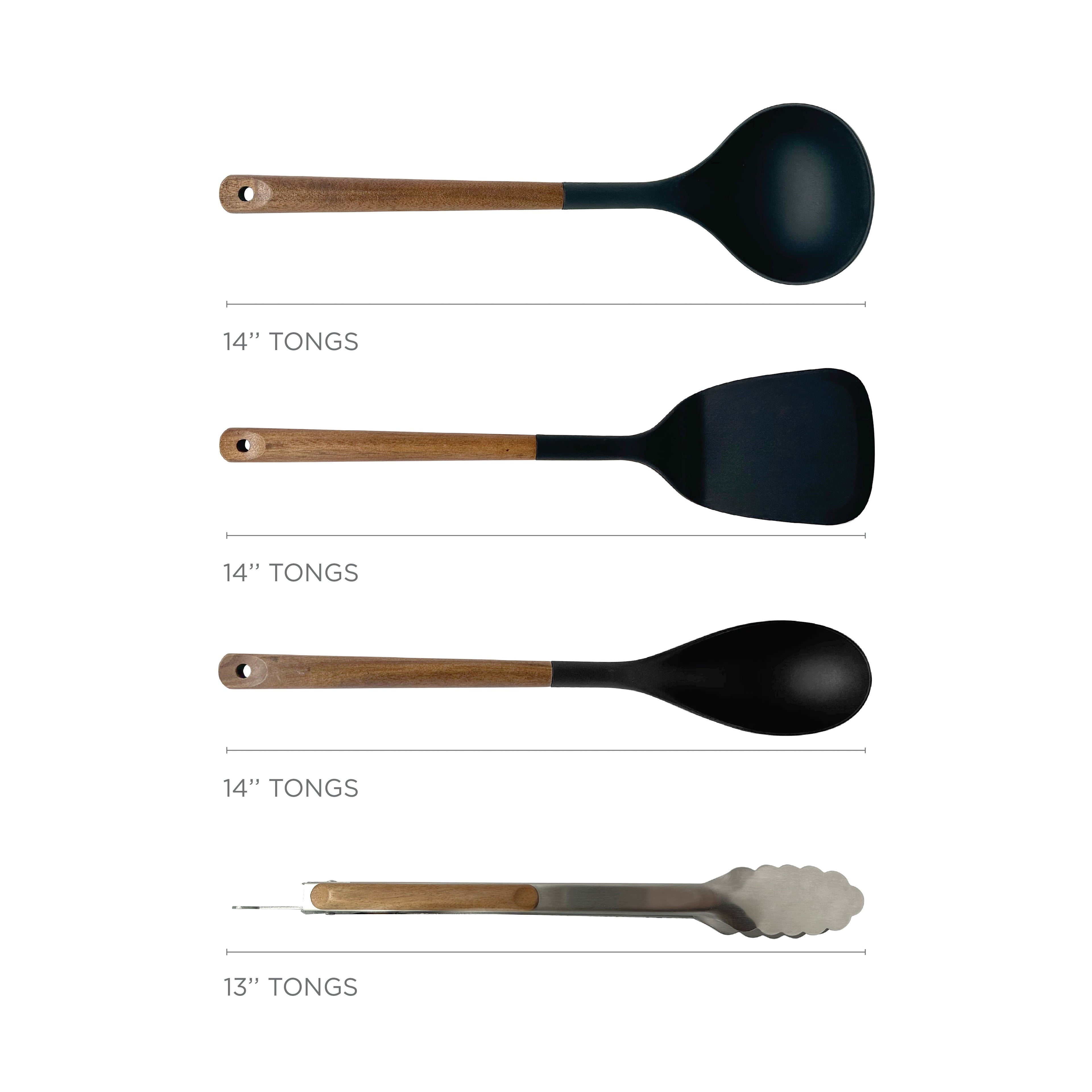 4-Piece Nylon & Acadia Kitchen Essentials ing Utensils Set, Black - Image 3