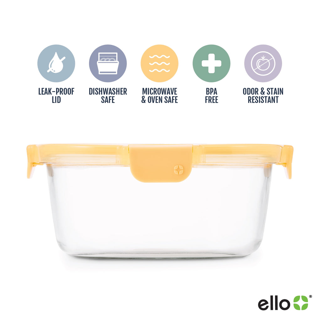 Ello Color Lock 7-cup Round Glass Food Storage Container - Image 4