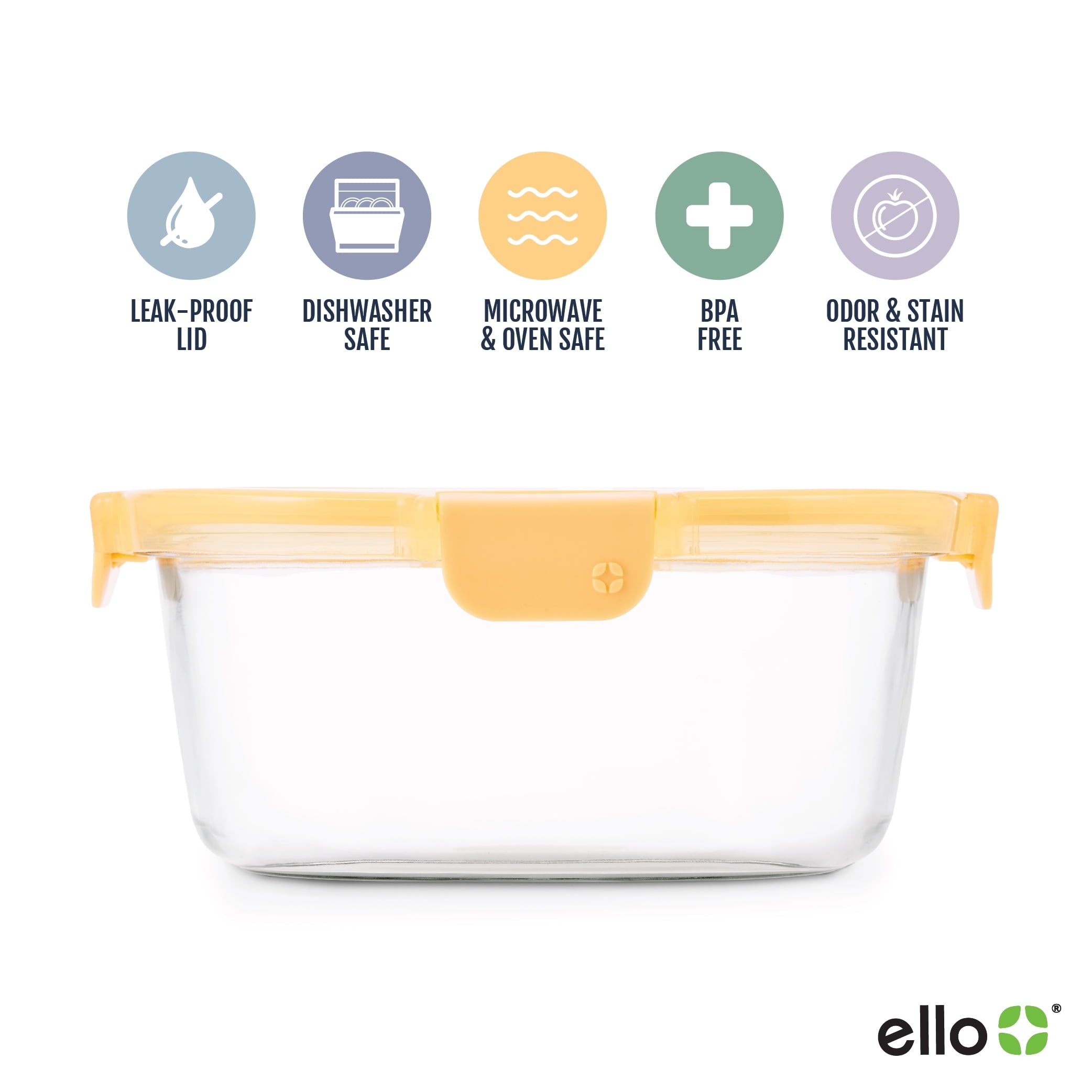 Ello Color Lock 7-cup Round Glass Food Storage Container - Image 4