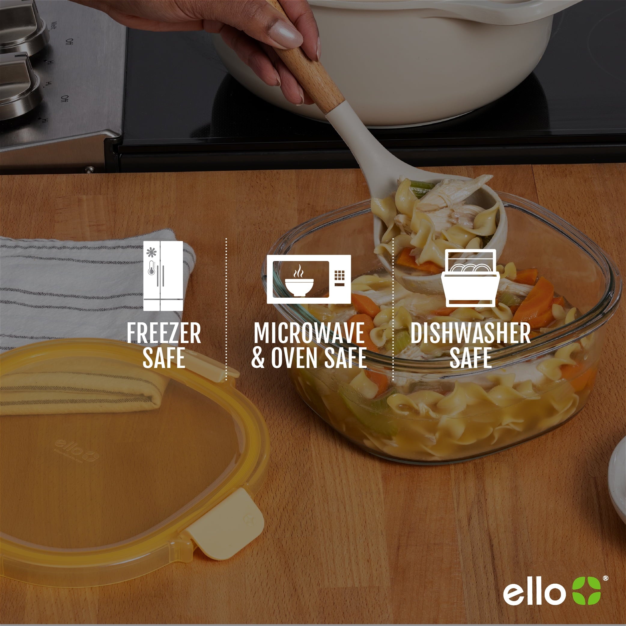 Ello Color Lock 7-cup Round Glass Food Storage Container - Image 5